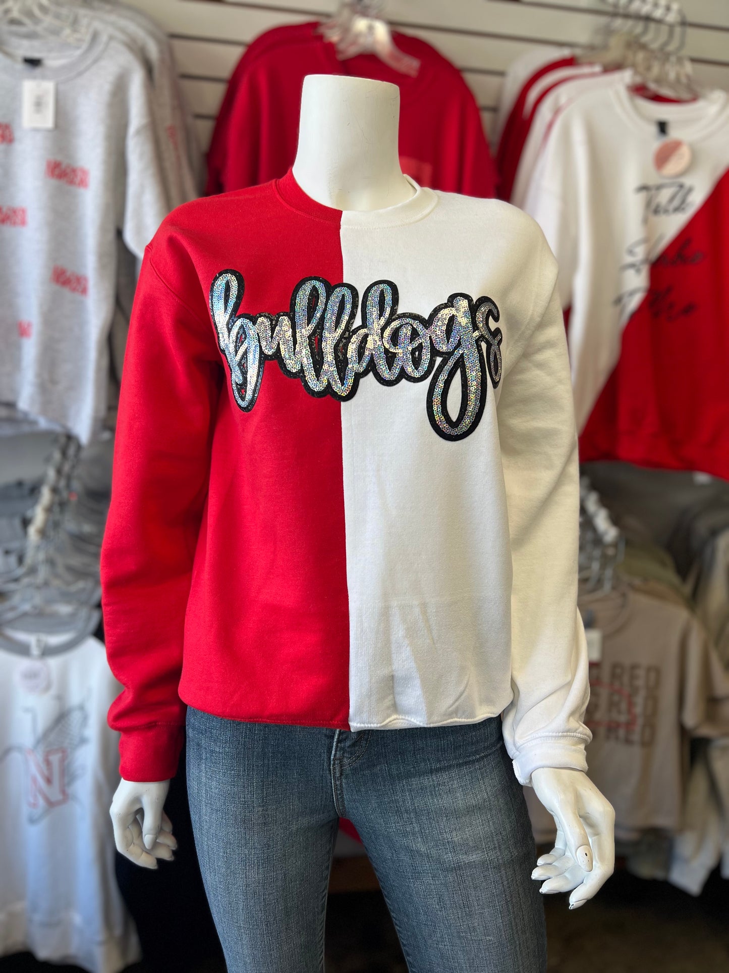Split Color Bulldog Crewneck