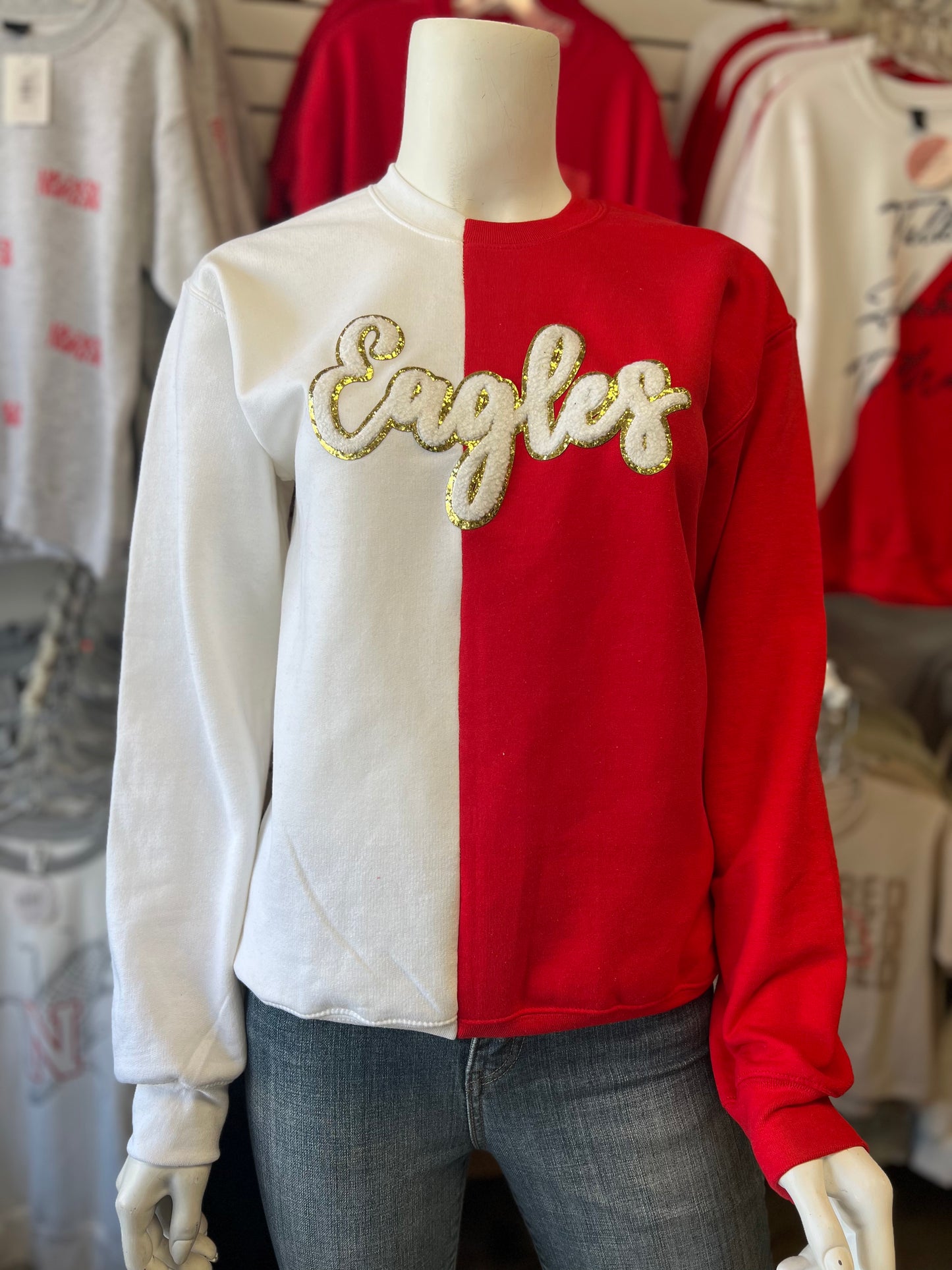 Split Color Eagles Crewneck