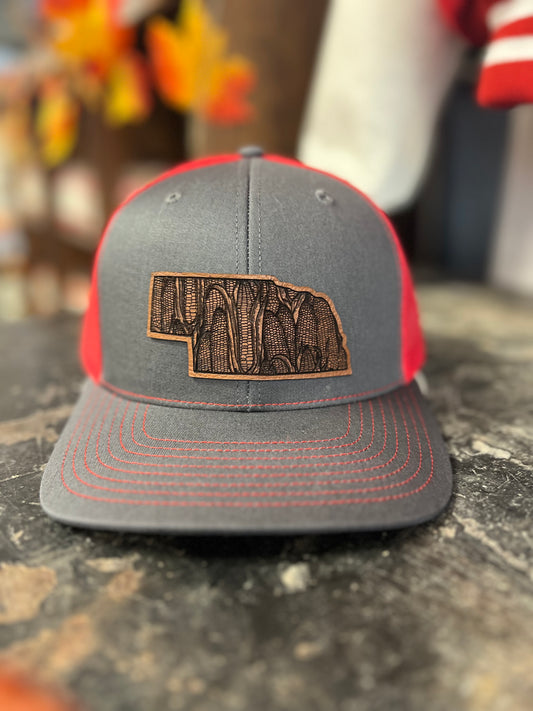 NE State Corn Cob Leather Patch Hat