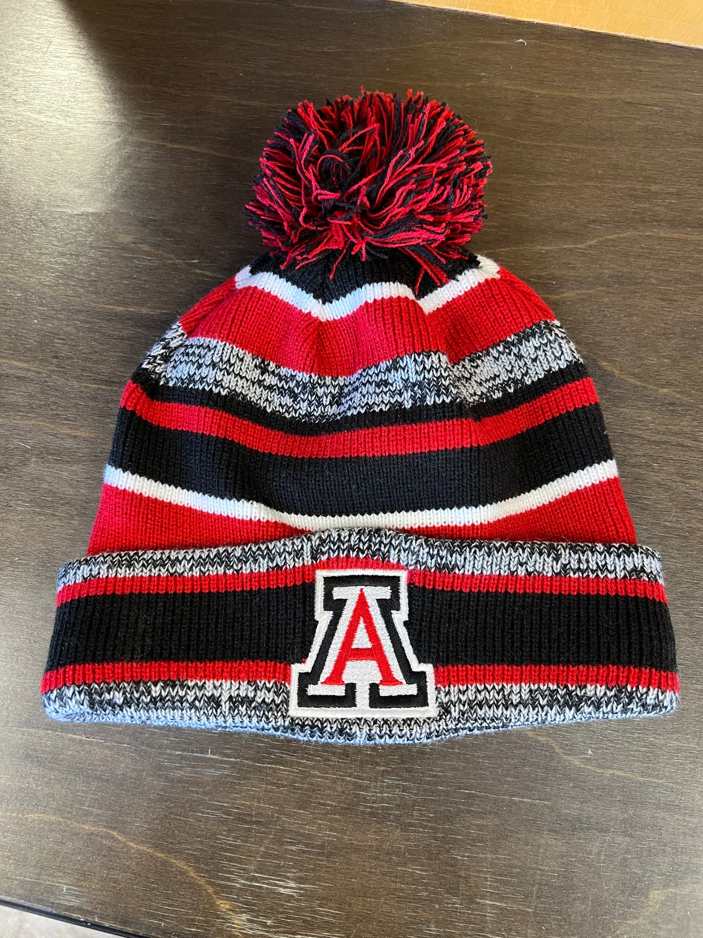 Auburn A Striped Beanie With Pom
