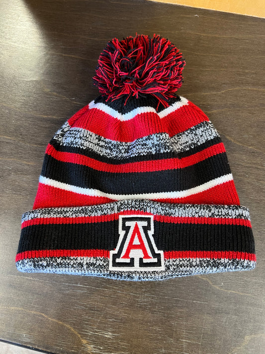 Auburn A Striped Beanie With Pom
