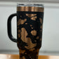Black and Rose Gold Cow Print Tumbler