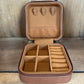 Small Travel Jewelry Case - Brown Leatherette