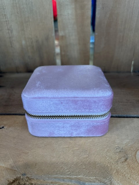 Small Travel Jewelry Case - Pink Velvet