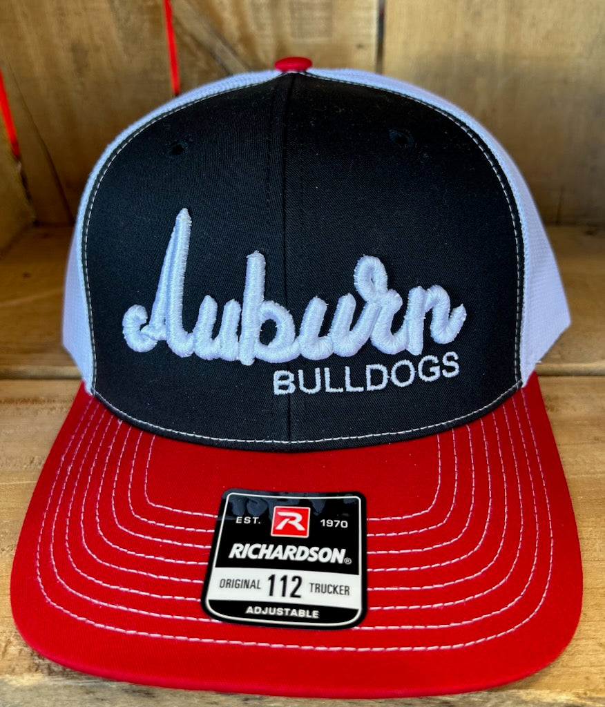 Auburn 3D Puff Hat - Red/Black/White Mesh