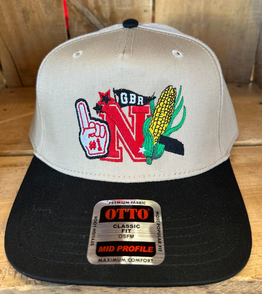 Nebraska Collage  Hat - Khaki/Black