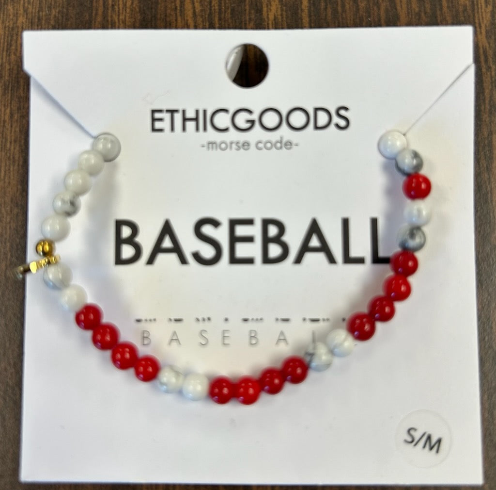 EthicGoods Morse Code Bracelet - Baseball