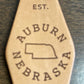 Auburn with State Outline Leather Keychain