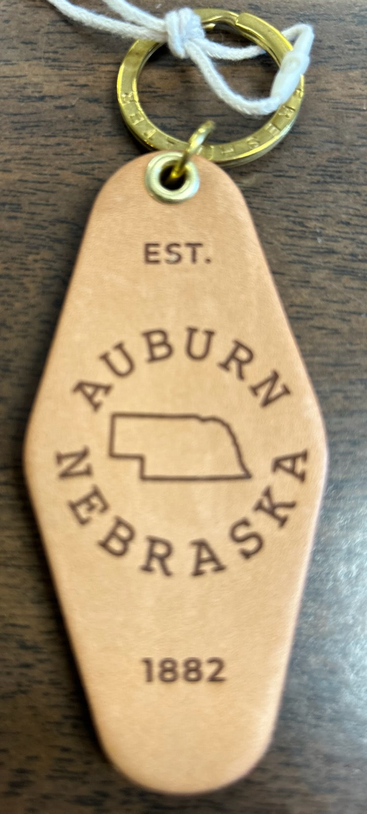 Auburn with State Outline Leather Keychain