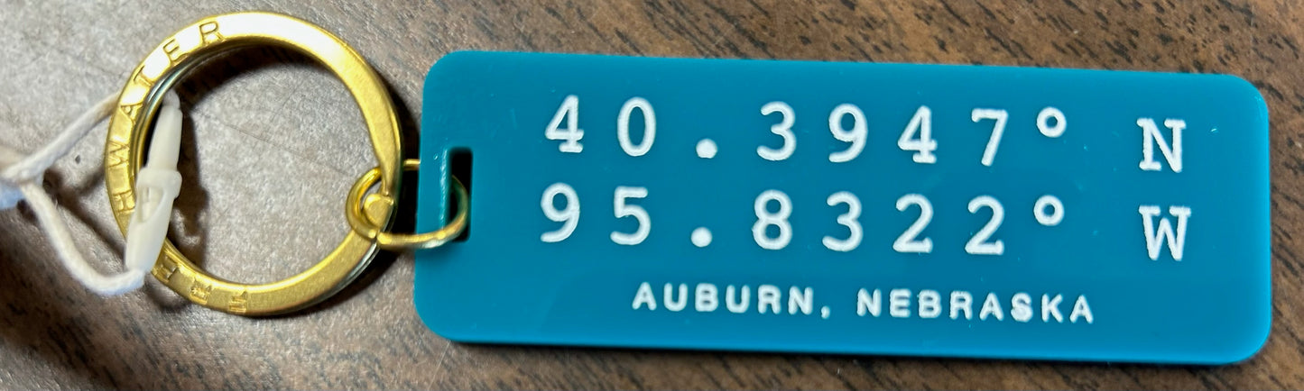 Auburn Teal Coordinates Keychain