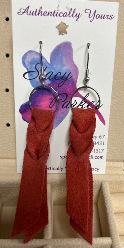 Red Leather Earrings