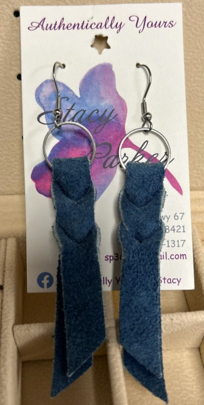 Blue Leather Earrings