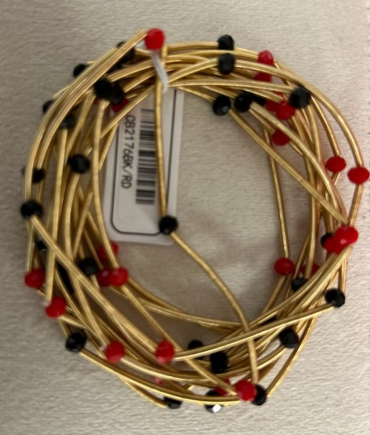 Red, Black, Gold Bundle Bracelet