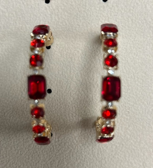 Red and Gold Jeweled Earrings