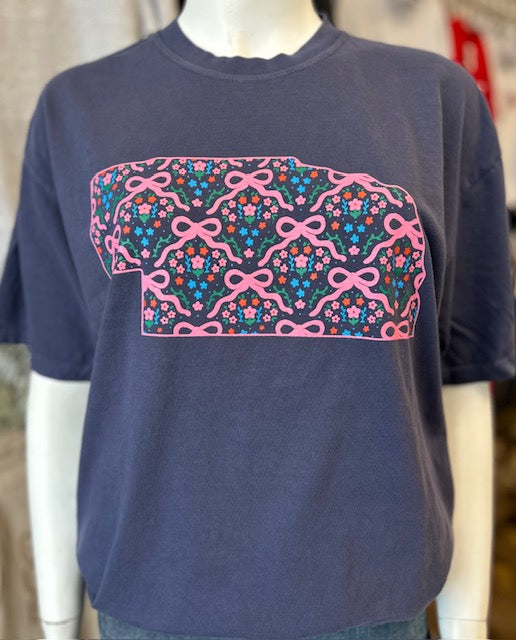 Nebraska Floral Bow Design CC Tee