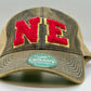 NE Chenille Letter Unstructured Trucker Hat