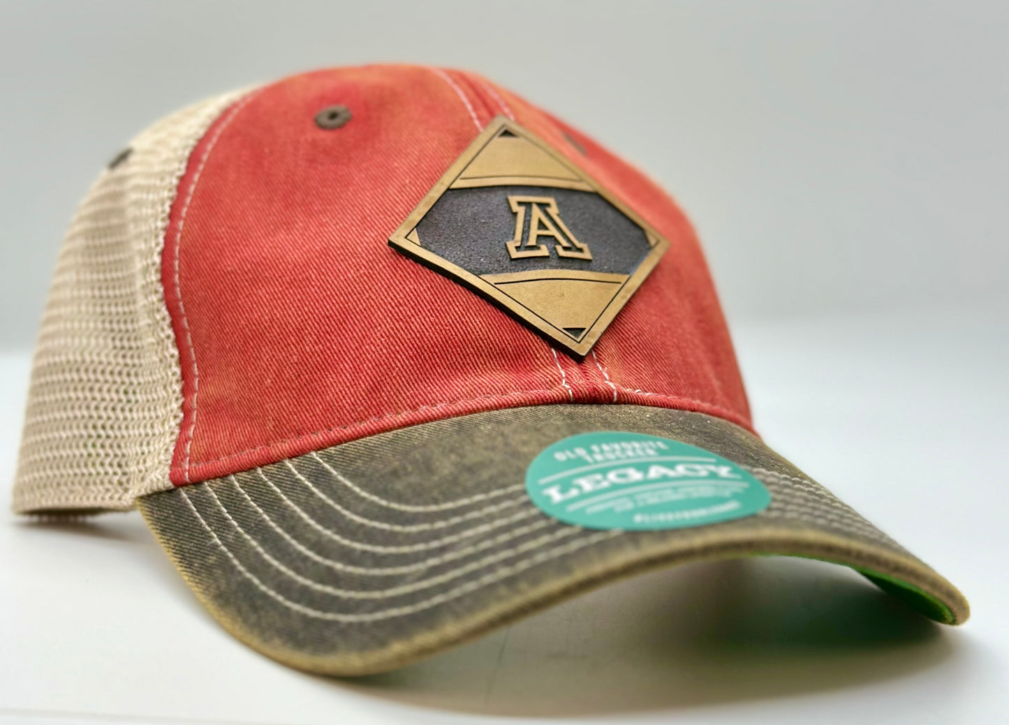 Auburn Leather Diamond Patch Unstructured Pigmented Hat