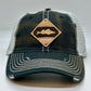 Diamond Walleye Leather Patch Unstructured Distressed Trucker Hat