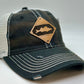 Diamond Walleye Leather Patch Unstructured Distressed Trucker Hat