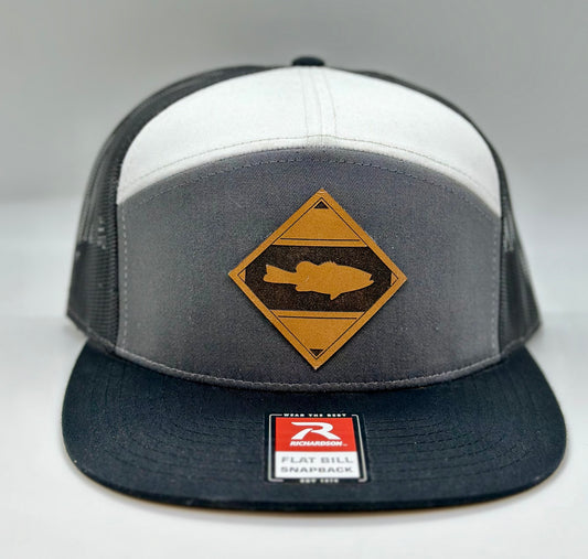 Diamond Bass Leather Patch 7 Panel Trucker Hat