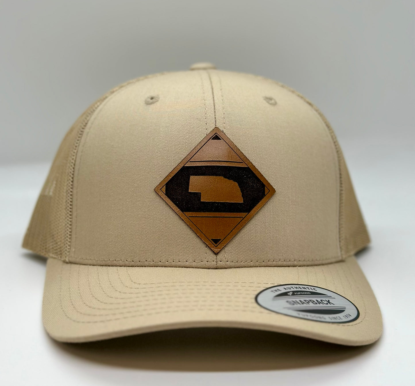 Diamond Nebraska Leather Patch Trucker Hat