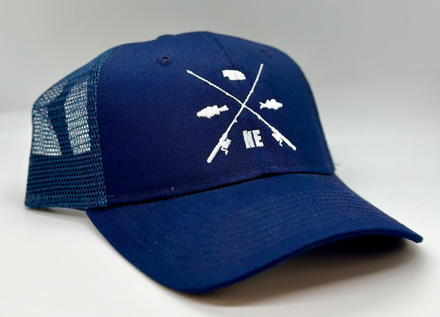 Nebraska Bass and Walleye Fishing Trucker Hat Navy