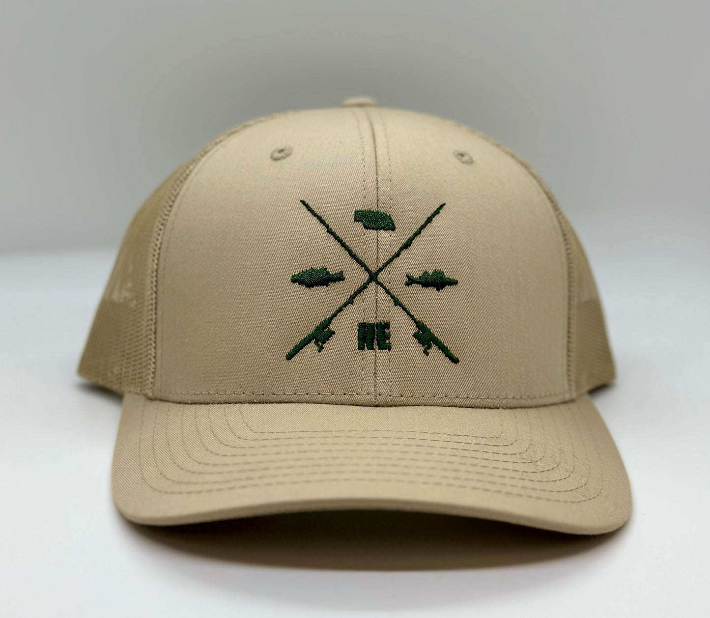 Nebraska Bass and Walleye Fishing Trucker Hat Khaki