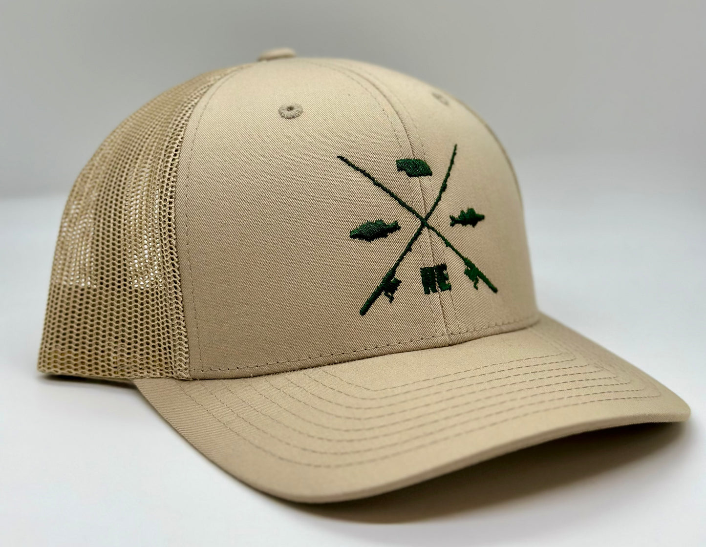 Nebraska Bass and Walleye Fishing Trucker Hat Khaki