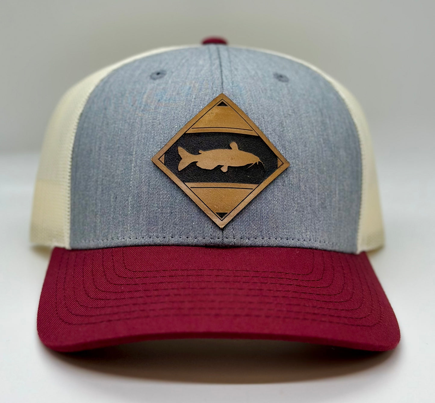 Diamond Catfish Leather Patch Low Profile Trucker Hat