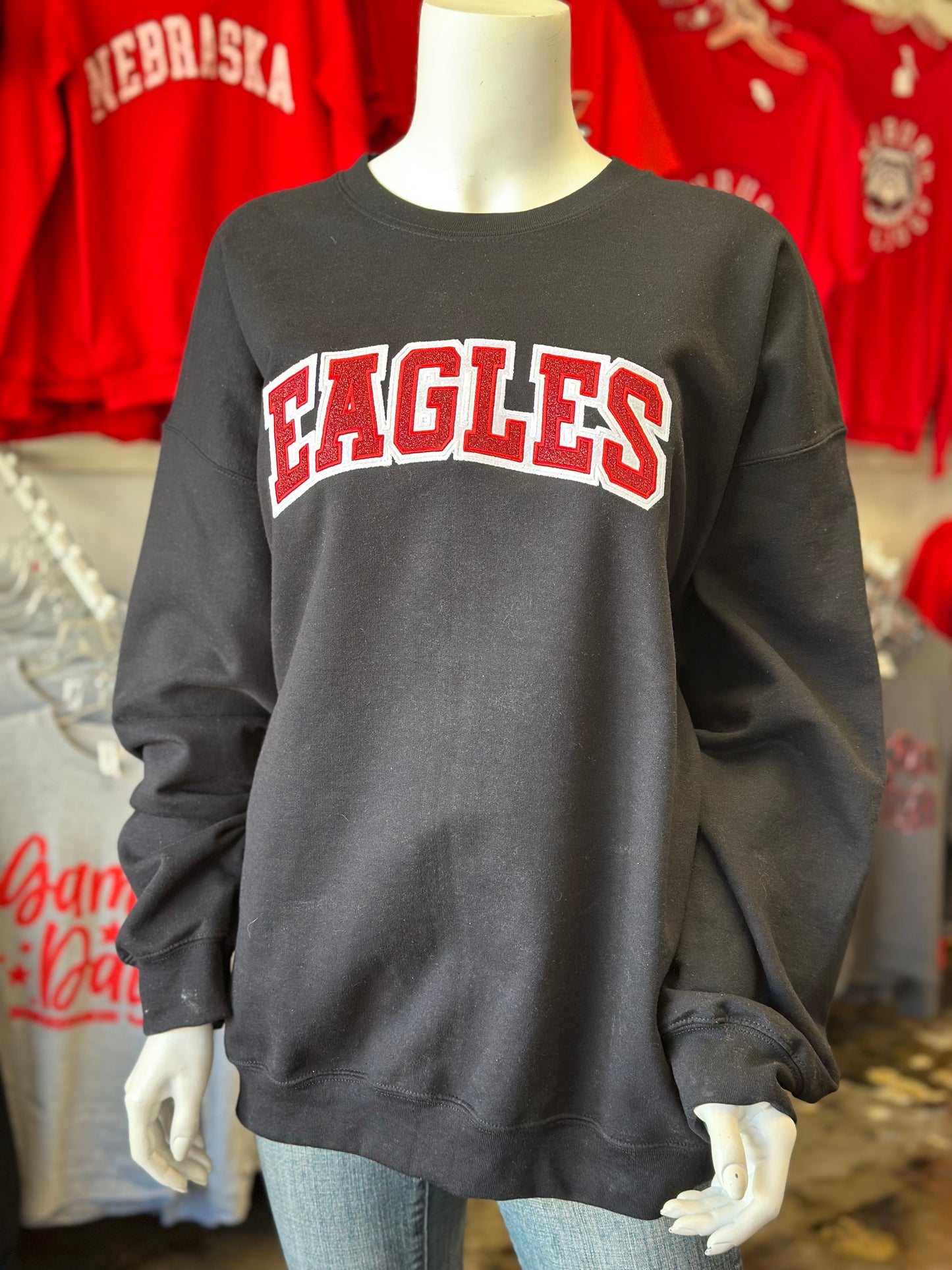 Johnson Brock Eagles Glitter Applique - Gildan Unisex Crewneck Sweatshirt