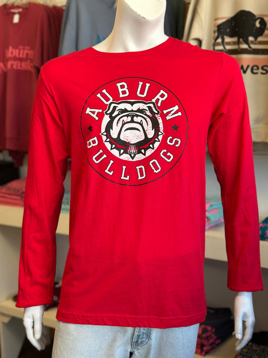 Circle Auburn Bulldogs Design - Bella + Canvas Long Sleeve Unisex Tee