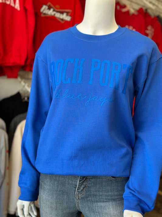 Rock Port Bluejays Puff Tone on Tone - Gildan Unisex Crewneck Sweatshirt