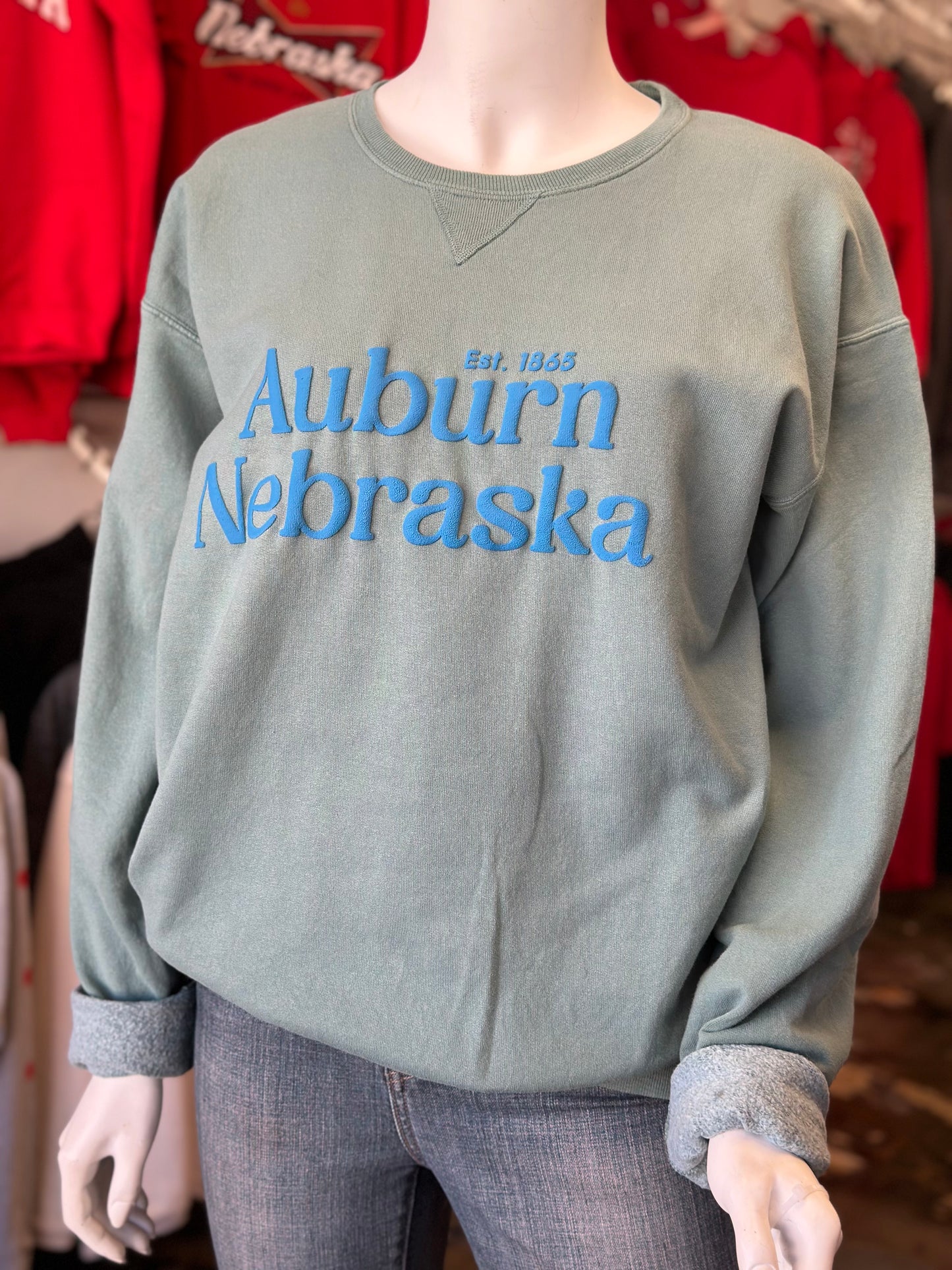 Auburn Nebraska Puff - Comfort Wash Unisex Crewneck