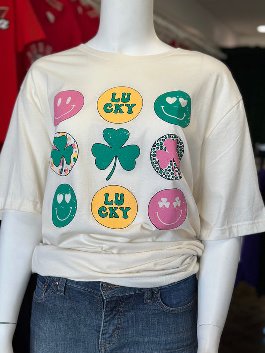 Lucky's Clovers and Smileys - Bella + Canvas Unisex Tee