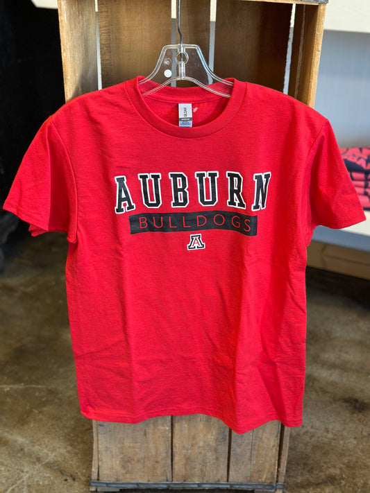 Auburn Bulldogs Outline with Rectangle - YOUTH Gildan Unisex Tee