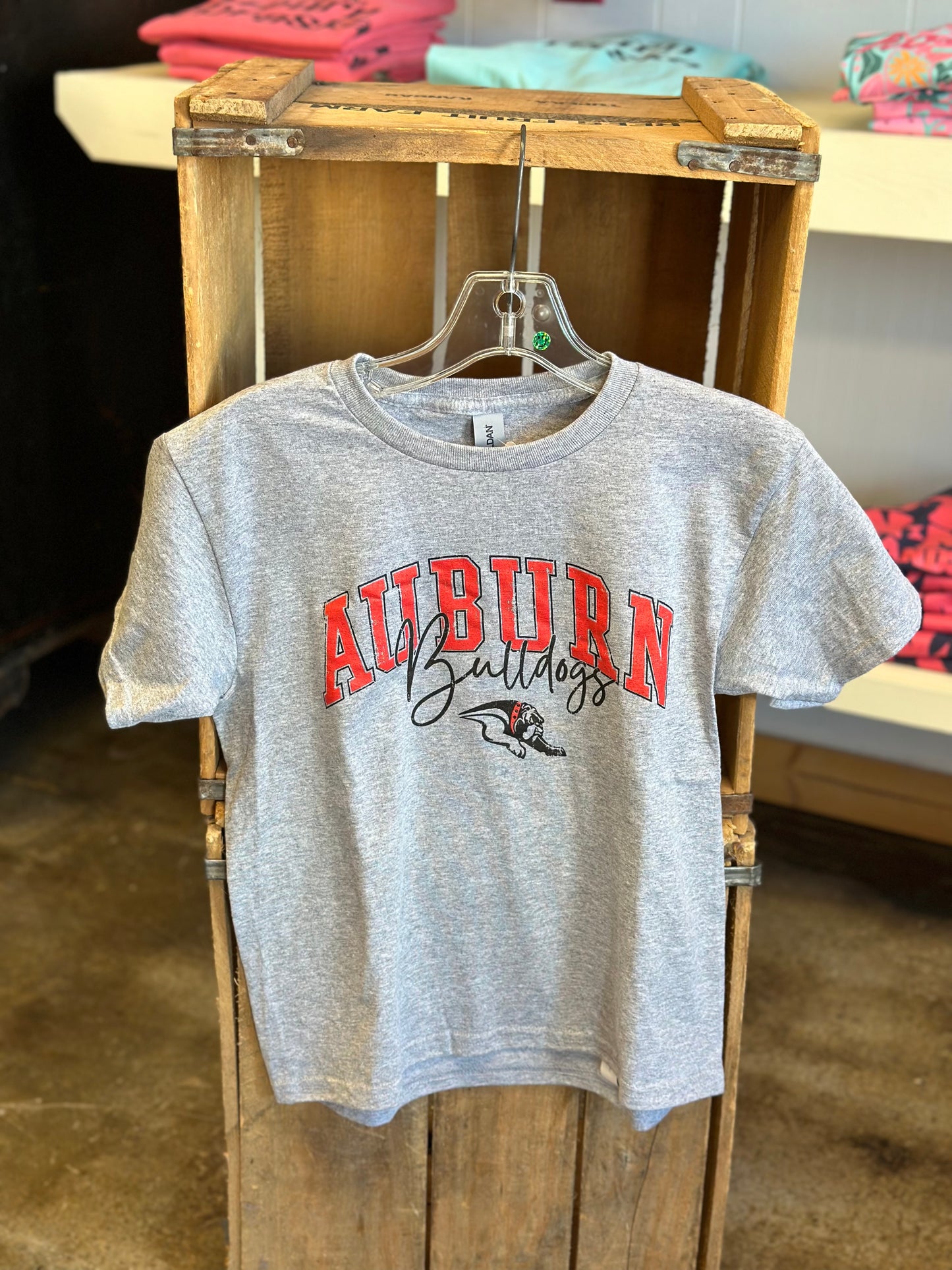 Auburn Bulldogs Arched Script - YOUTH Gildan Unisex Tee