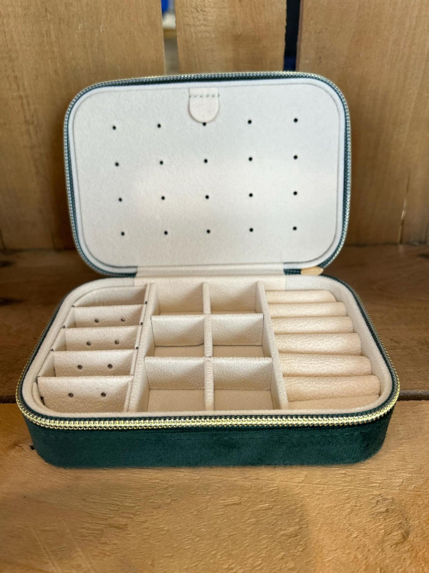 Large Travel Jewelry Case - Dark Green