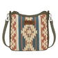 Wrangler Ladies Sherpa Aztec Canvas Green Crossbody